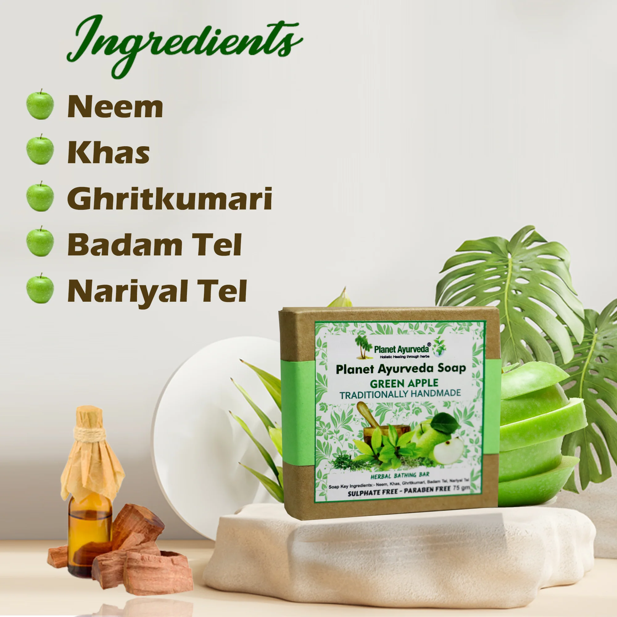 PLANET AYURVEDA GREEN APPLE SOAP (PACK OF 4) - Image 3